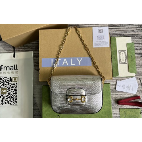 Gucci Horsebit 1955 lizard mini bag in Silver lame lizard Gucci Horsebit 1955 lizard mini bag in Silver lame lizard