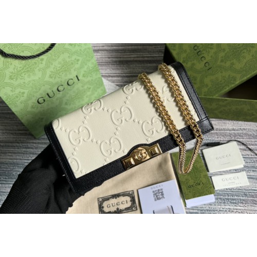 Gucci wallet with chain in White leather with Black trim Gucci wallet with chain in White leather with Black trim
