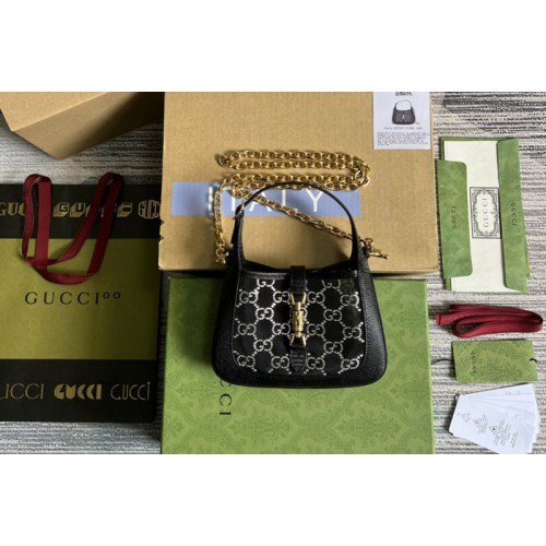 Gucci Jackie 1961 mini crystal lizard bag in Black lizard