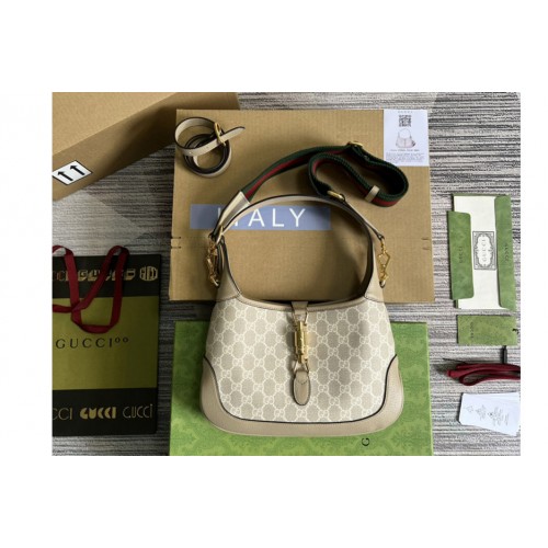 Gucci Jackie 1961 small shoulder bag in Beige and white Supreme canvas