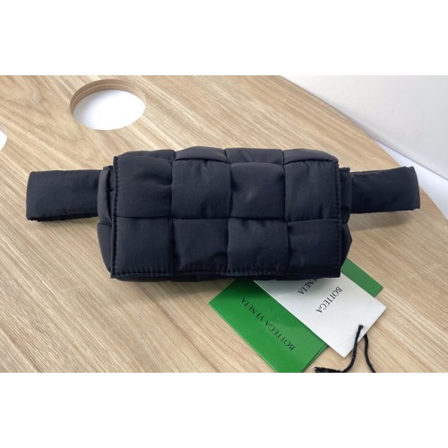 Bottega Veneta Mini padded intreccio nylon belt bag in Black nylon