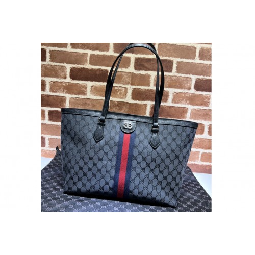 Gucci x Balenciaga Womens Hacker Medium Tote Bag in black and dark grey canvas jacquard Gucci x Balenciaga Womens Hacker Medium Tote Bag in black and dark grey canvas jacquard