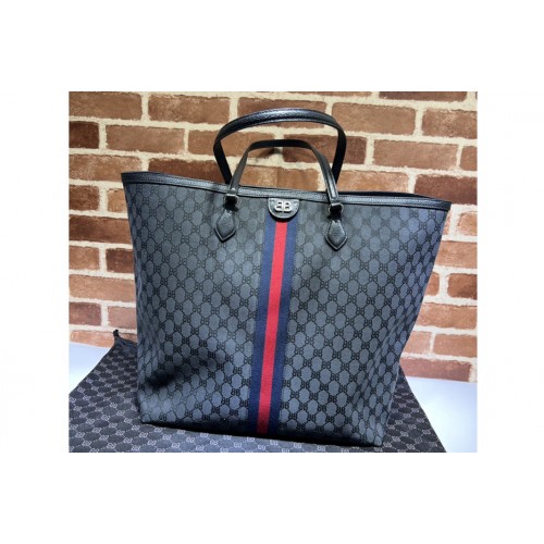 Gucci x Balenciaga Mens Hacker Large Tote Bag in black and dark grey canvas jacquard Gucci x Balenciaga Mens Hacker Large Tote Bag in black and dark grey canvas jacquard