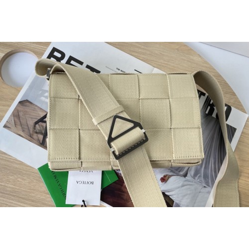 Bottega Veneta Small intreccio webbings cross-body bag in Beige Webbings