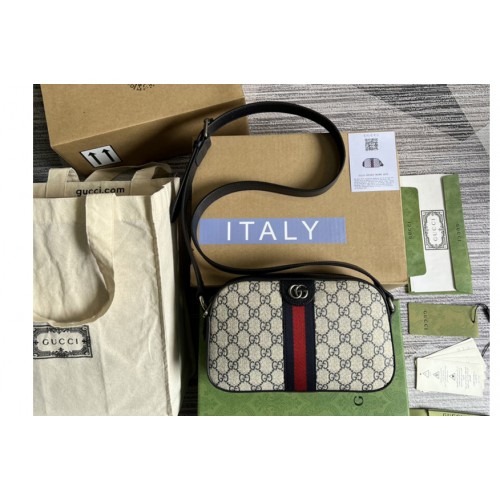 Gucci Ophidia shoulder bag in Beige and blue Supreme canvas