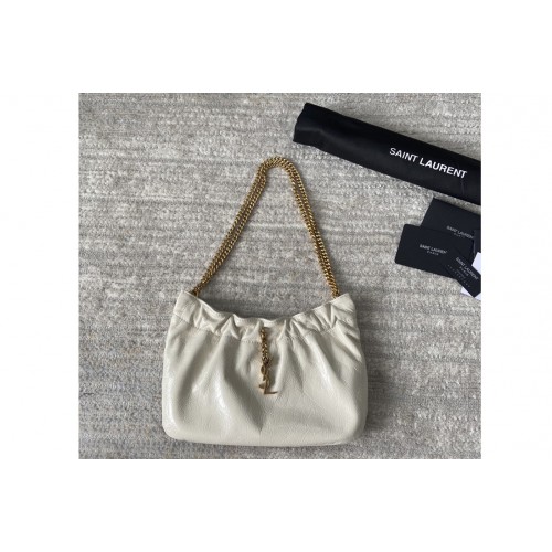YSL Monogram Hobo Bag in White Leather