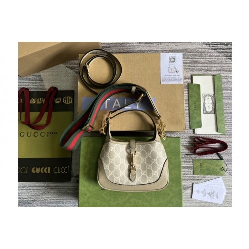 Gucci Jackie 1961 mini shoulder bag in Beige and white Supreme canvas Gucci Jackie 1961 mini shoulder bag in Beige and white Supreme canvas