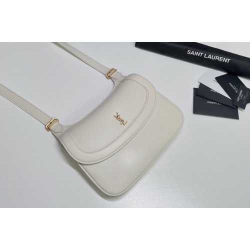 YSL Charlie Medium Shoulder Bag in White Smooth Leather