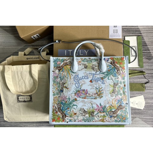 Gucci Tiger medium tote bag in Blue Leather Gucci Tiger medium tote bag in Blue Leather