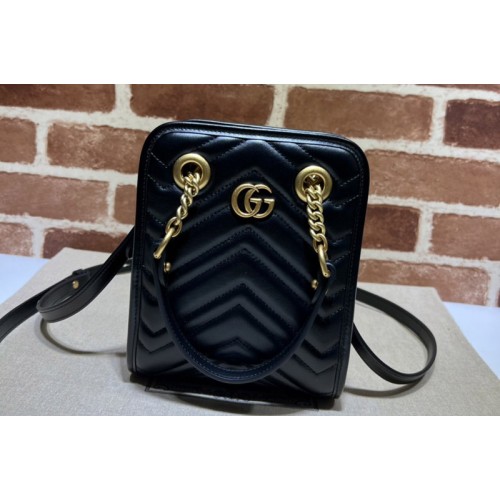 Gucci Marmont matelasse mini bag in Black matelasse chevron leather Gucci Marmont matelasse mini bag in Black matelasse chevron leather