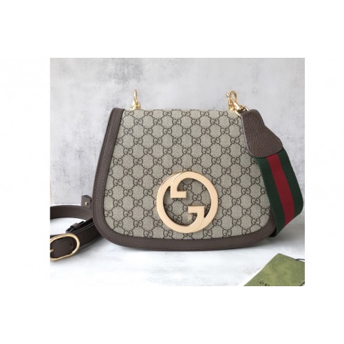 Gucci Medium shoulder bag with round Interlocking G in Beige and ebony Supreme Gucci Medium shoulder bag with round Interlocking G in Beige and ebony Supreme