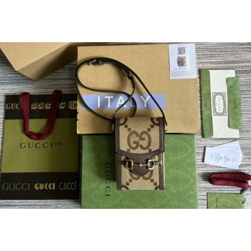 Gucci Mini bag with Interlocking G in Camel and ebony jumbo canvas Gucci Mini bag with Interlocking G in Camel and ebony jumbo canvas