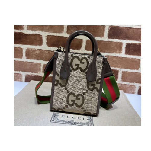 Gucci Jumbo mini tote bag in Camel and ebony jumbo canvas Gucci Jumbo mini tote bag in Camel and ebony jumbo canvas