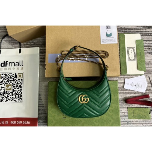 Gucci Marmont half-moon-shaped mini bag in Green matelasse chevron leather