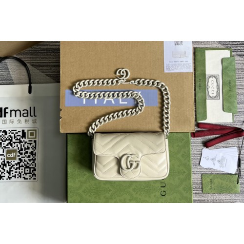 Gucci Marmont belt bag in White chevron matelasse leather Gucci Marmont belt bag in White chevron matelasse leather