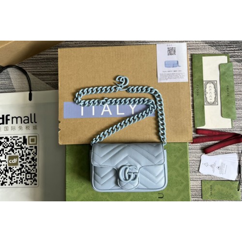 Gucci Marmont belt bag in Blue chevron matelasse leather Gucci Marmont belt bag in Blue chevron matelasse leather