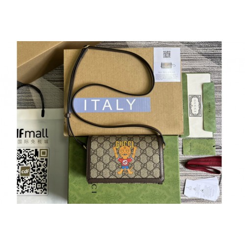 Gucci print mini bag in Beige and ebony Supreme canvas