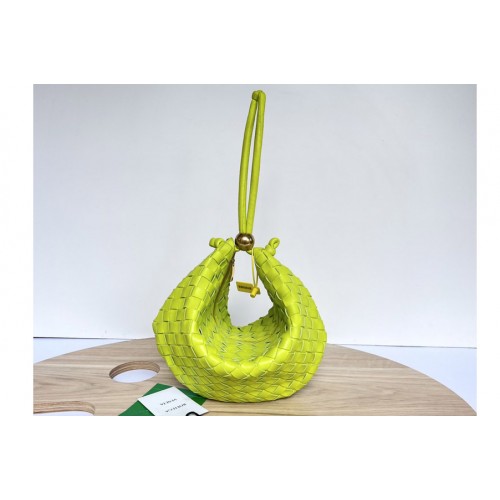 Bottega Veneta Turn Medium intrecciato leather pouch with adjustable strap in Acid Kiwi Leather