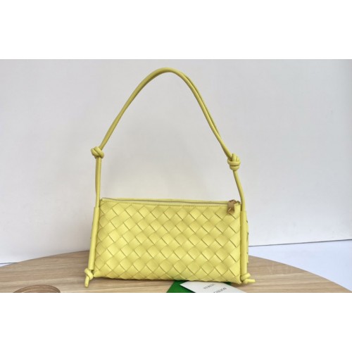 Bottega Veneta Pouch With Strap in Yellow intrecciato leather Bottega Veneta Pouch With Strap in Yellow intrecciato leather