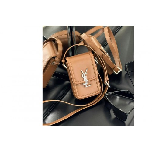 YSL SOLFERINO MINI BAG IN Brown SMOOTH LEATHER YSL SOLFERINO MINI BAG IN Brown SMOOTH LEATHER