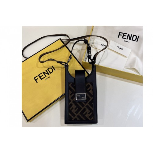 Fendi Phone Bag in Brown fabric mobile phone holder
