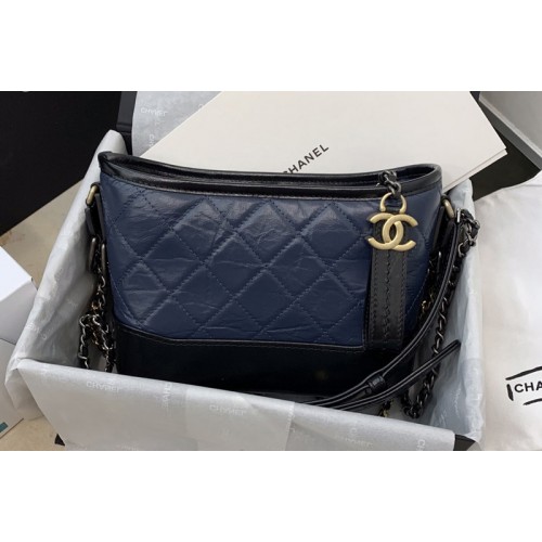 Chanel A91810 GABRIELLE Small Hobo Bag In Blue Aged Calfskin