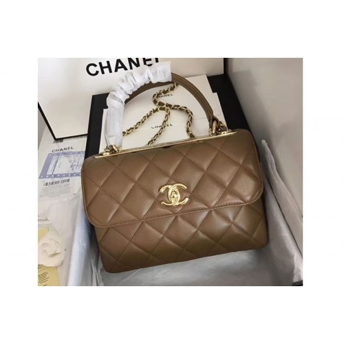 Chanel Original Sheepskin Brown Leather Tote Bag A92236 Gold Chain