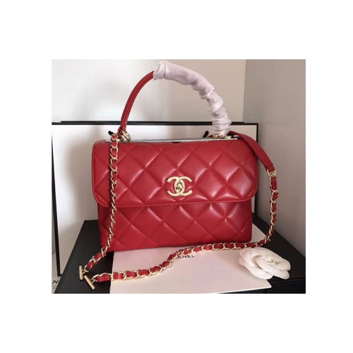 Chanel Original Sheepskin Red Leather Tote Bag A92236 Gold Chain