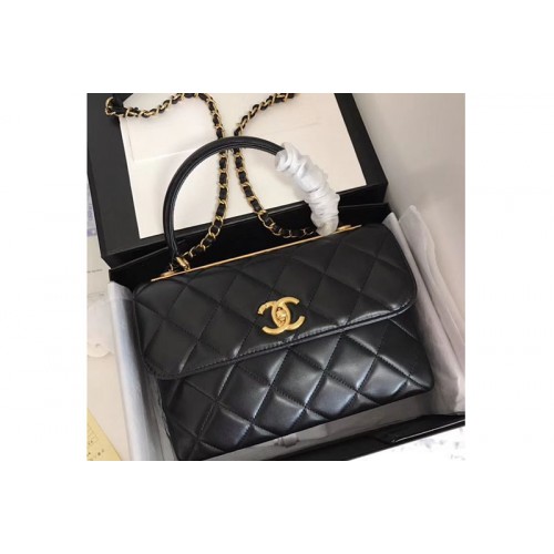 Chanel Original Sheepskin Black Leather Tote Bag A92236 Gold Chain