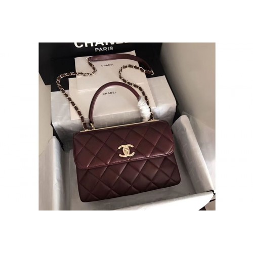 Chanel Original Sheepskin Wine Leather Tote Bag A92236 Gold Chain