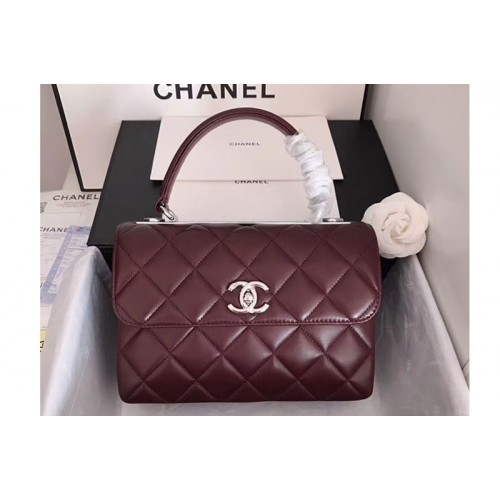 Chanel Original Sheepskin Wine Leather Tote Bag A92236 Silver Chain Chanel Original Sheepskin Wine Leather Tote Bag A92236 Silver Chain