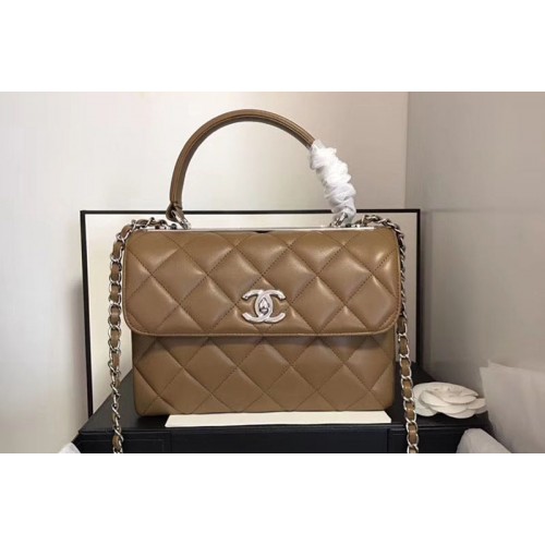 Chanel Original Sheepskin Brown Leather Tote Bag A92236 Silver Chain