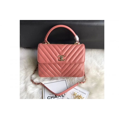 Chanel original lambskin top handle flap bags 92236V Orange Gold Chain