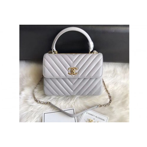 Chanel original lambskin top handle flap bags 92236V Grey Gold Chain