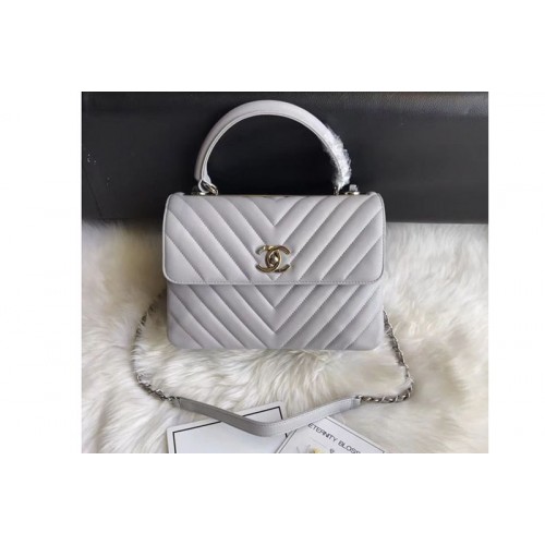 Chanel original lambskin top handle flap bags 92236V Grey Silver Chain