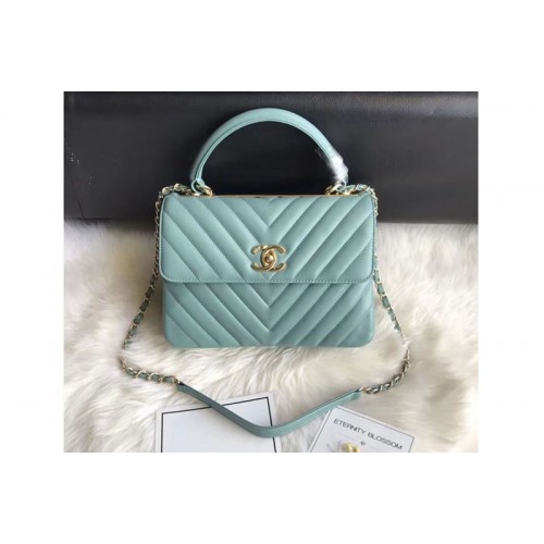 Chanel original lambskin top handle flap bags 92236V Green Gold Chain