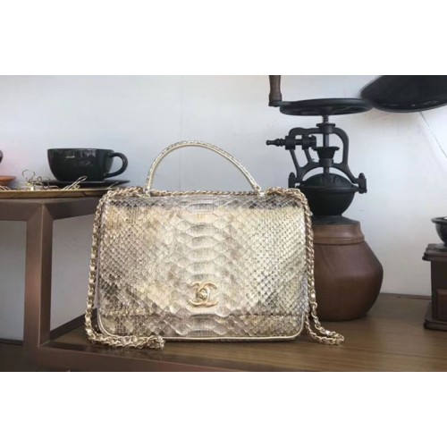 Chanel Original Python Leather Shoulder Bag A57043 White