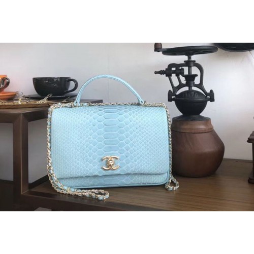 Chanel Original Python Leather Shoulder Bag A57043 Blue