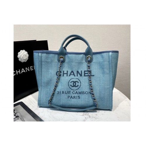 Chanel A66941 Large Shopping Bag Light Blue Mixed Fibers