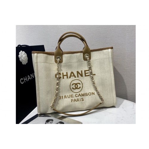 Chanel A66941 Large Shopping Bag in Beige Mixed Fibers