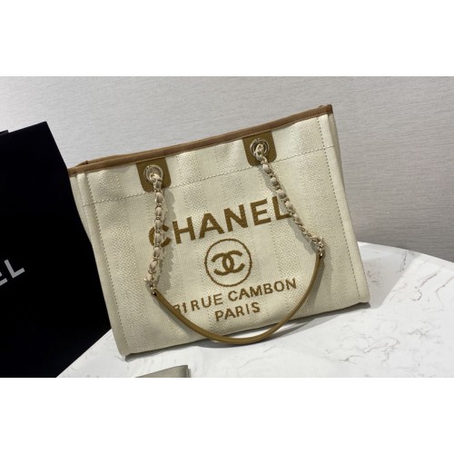 Chanel A67001 Shopping Bag in Beige Mixed Fibers