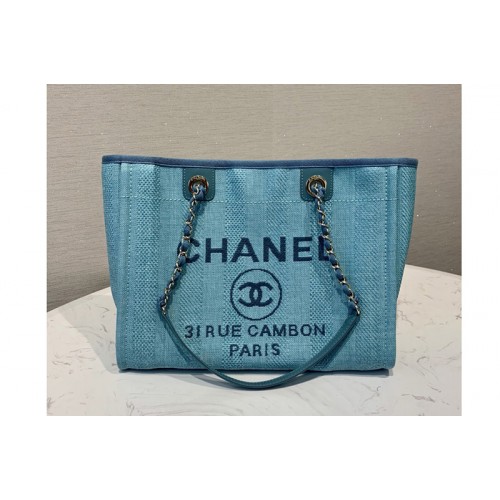 Chanel A67001 Shopping Bag in Blue Mixed Fibers