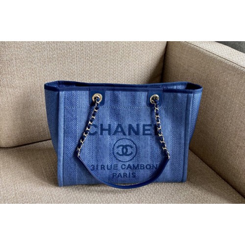 Chanel A67001 Shopping Bag in Blue Mixed Fibers