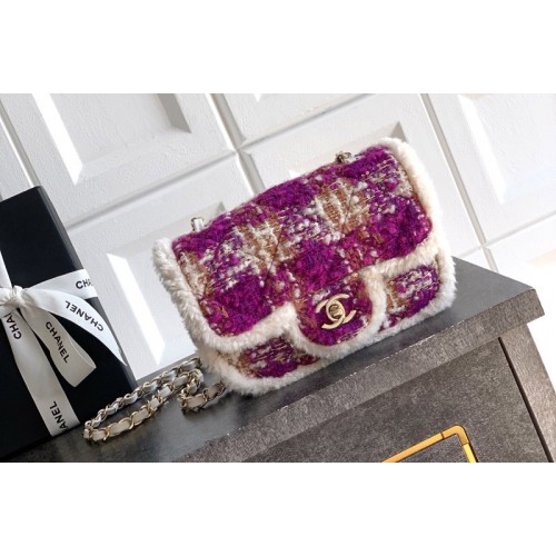 Chanel A69900 Mini Classic Handbag in Fuschia/Pink Tweed