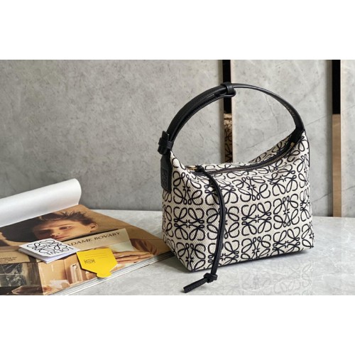 Loewe A906K75 Small Cubi bag in Ecru Black Anagram jacquard and calfskin