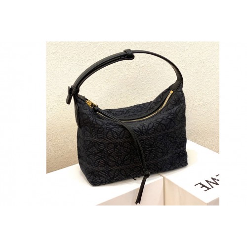 Loewe A906K75 Small Cubi bag in Anthracite Black Anagram jacquard and calfskin