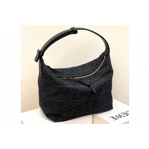 Loewe A906K68 Cubi bag in Anthracite Black Anagram jacquard and calfskin