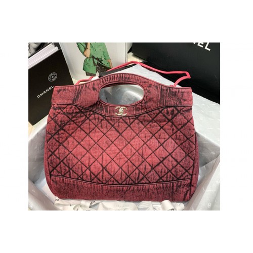 Chanel AS1408 31 large shopping bag in Red Denim and Silver-Tone Metal Chanel AS1408 31 large shopping bag in Red Denim and Silver-Tone Metal