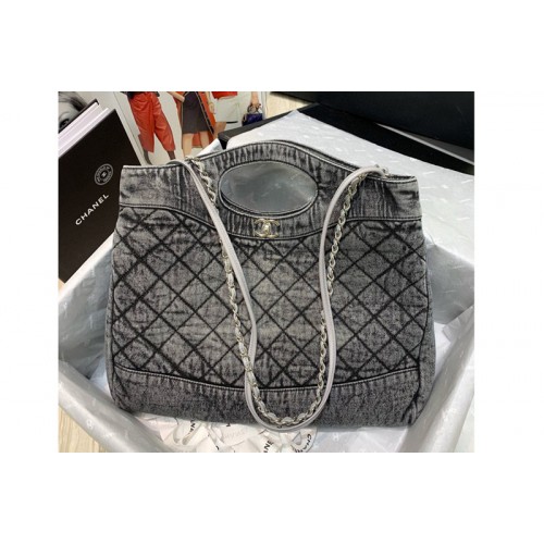 Chanel AS1408 31 large shopping bag in Grey Denim and Silver-Tone Metal