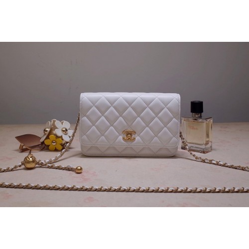 Chanel AP1450 Woc Wallet on Chain Bag in White Lambskin